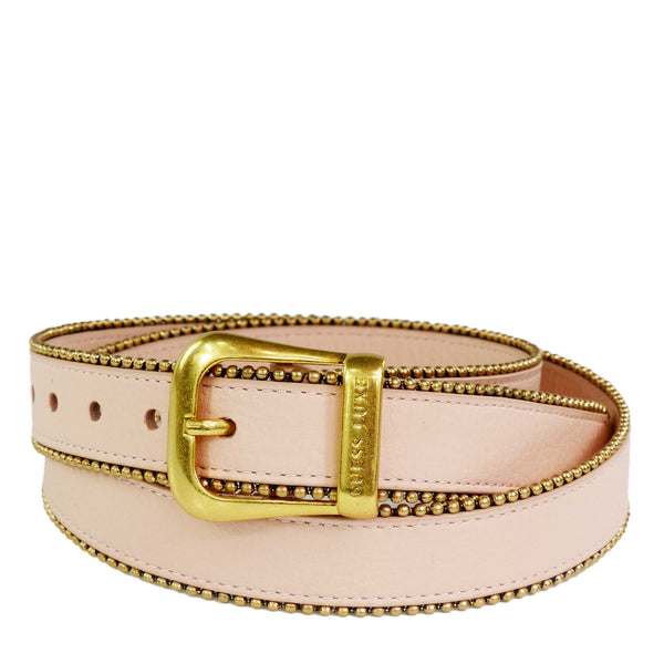 Guess Luxe Damen Ledergürtel mit Nieten Hellrosa Größe M