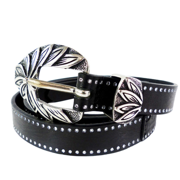 Guess Damen Ledergürtel mit Nieten Schwarz Größe M