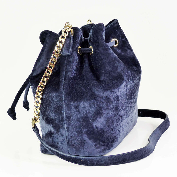 Lancaster Velvet Small Bucket Bag Dunkelblau