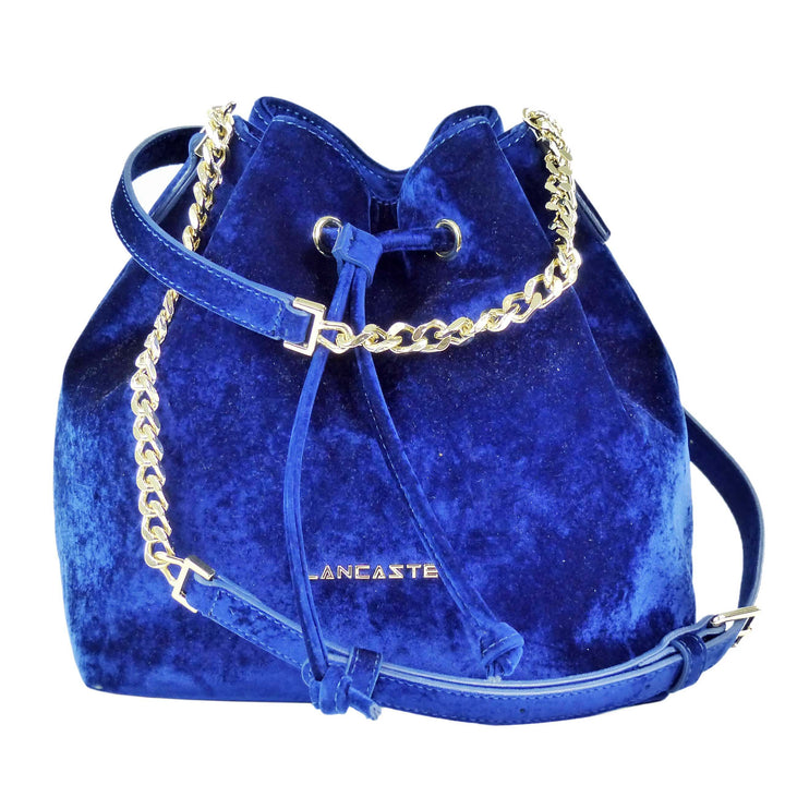 Lancaster Velvet Small Bucket Bag Blau