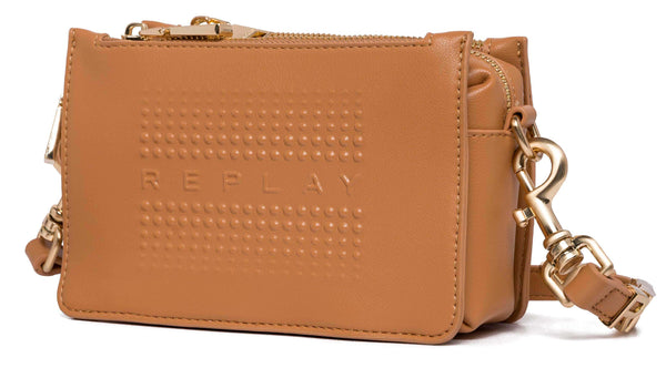 REPLAY Damen Umhängetasche FW3086 Lederimität Cognac