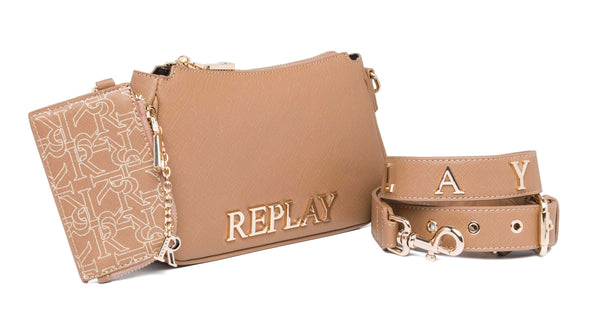 REPLAY Damen Umhängetasche FW3139 Saffiono Kunstleder Beige