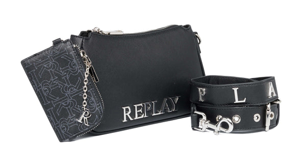 REPLAY Damen Umhängetasche FW3139 Saffiono Kunstleder Schwarz