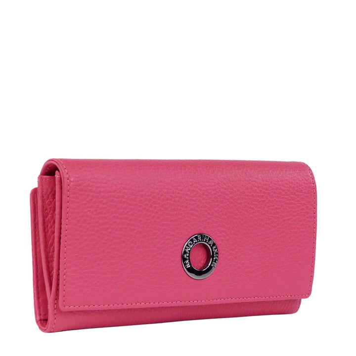 Mandarina Duck Mellow Leather Continental Wallet with Flap Claret