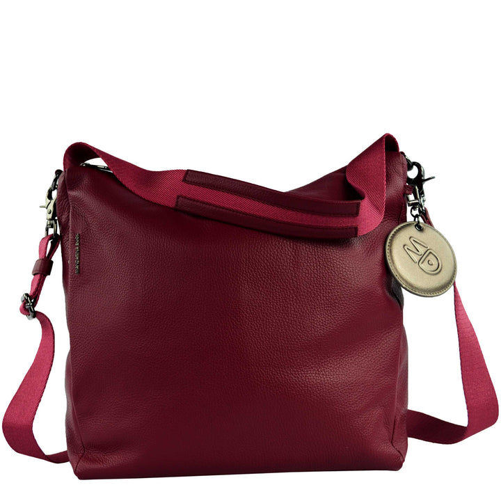 Mandarina Duck Mellow Leather Hobo Bag Red Plum FZT9522T
