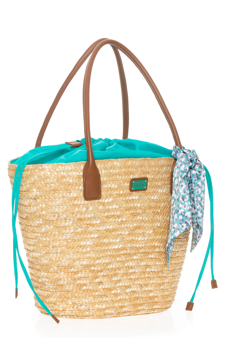 Mandarina Duck Seashell Straw Bag Lapis