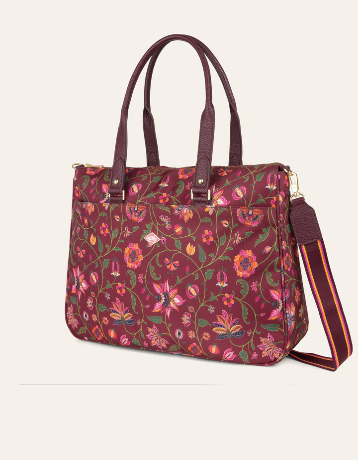 Oilily Charly Carry All Joy Flowers Chocolate