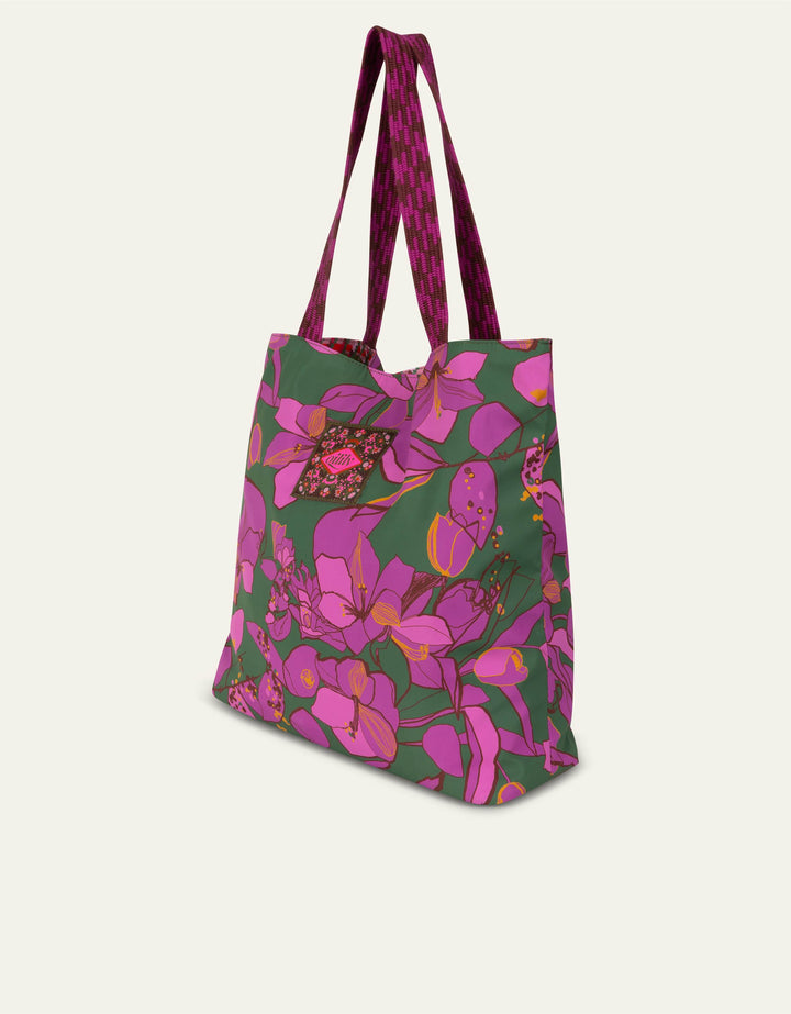 Oilily Romy Reversible Shopper Sketchy Flower Forrest Green