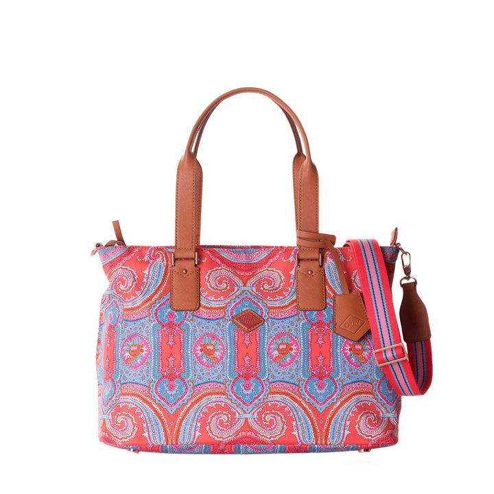 Oilily City Rose Paisley M Carry All Hot Coral