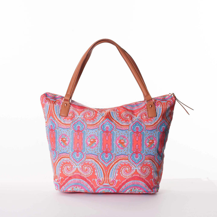 Oilily City Rose Paisley Shopper Hot Coral