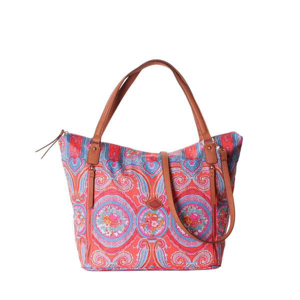 Oilily City Rose Paisley Shopper Hot Coral